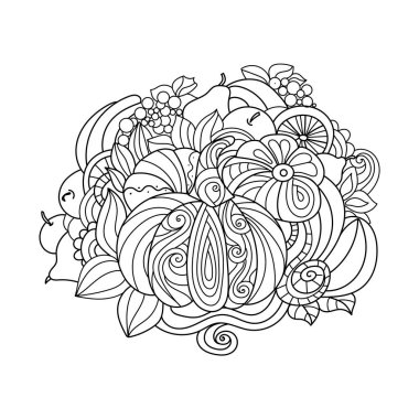 soyut natürmort meyve ile. kitap için yetişkin renklendirme için.