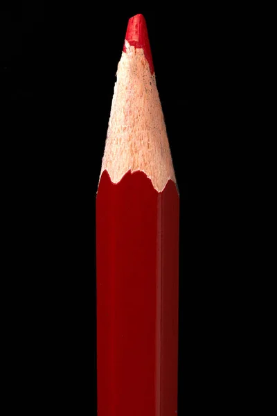 Red of color pencil isolated on black background. - image — Stock Photo, Image