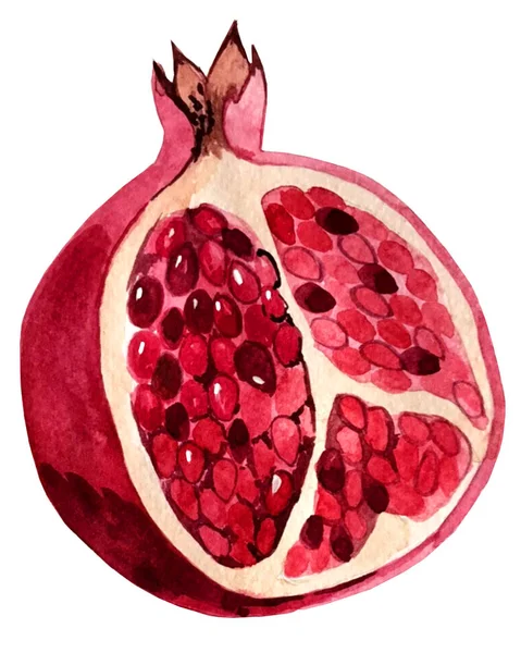 Aquarela illustration.pomegranate fruta . — Fotografia de Stock