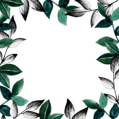 Yapraklardan yapılmış resimli kare çerçeve
