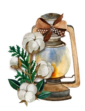 Suluboya çizimi. fener gece lambası