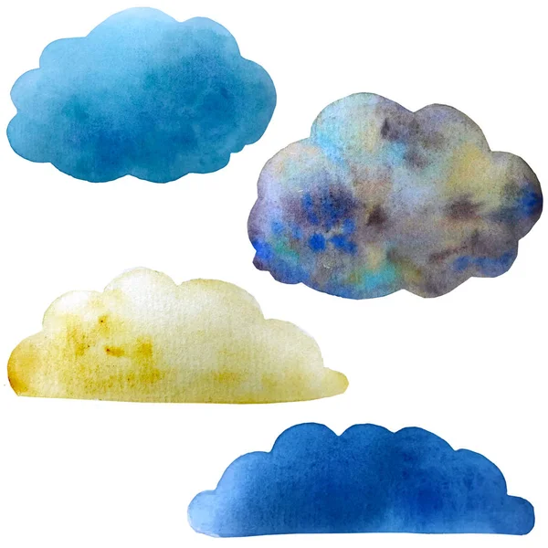 Watercolor illustration. a set of clouds. — Stock Photo, Image