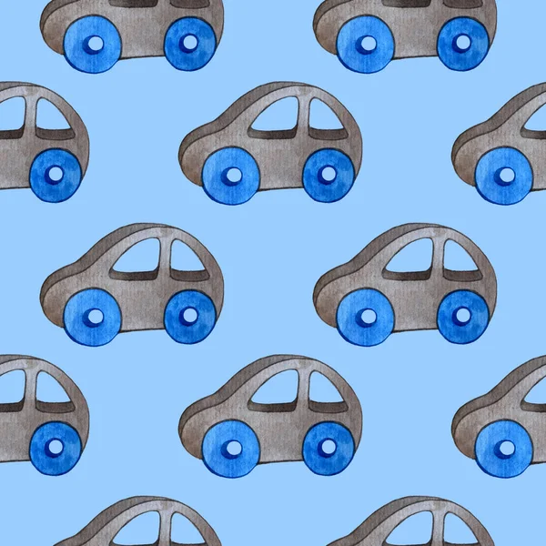 Seamless watercolor pattern. cars. auto. — ストック写真