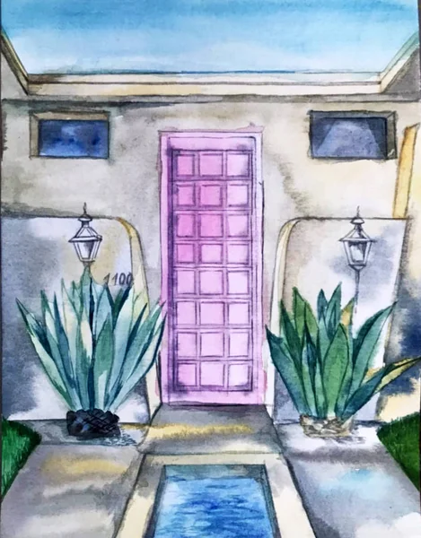 Aquarela ilustration.sketch da porta . — Fotografia de Stock