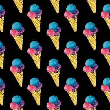 watercolor pattern ice cream dessert