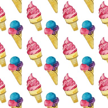 watercolor pattern ice cream dessert