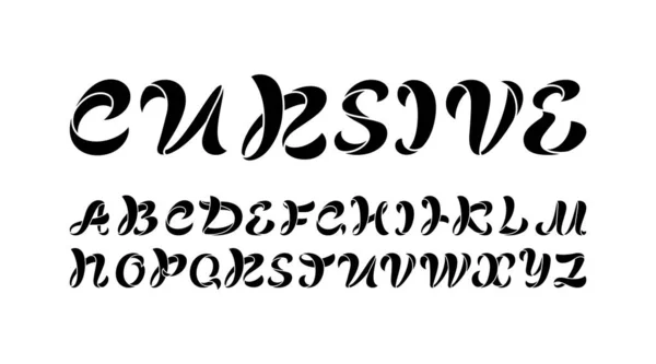 Police cursive noire, alphabet manuscrit, police cursive calligraphie . — Image vectorielle