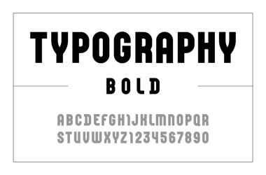 High font, condensed alphabet sans serif, black letters and numbers