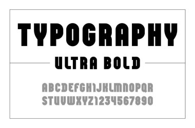 High font, condensed alphabet sans serif, black letters and numbers