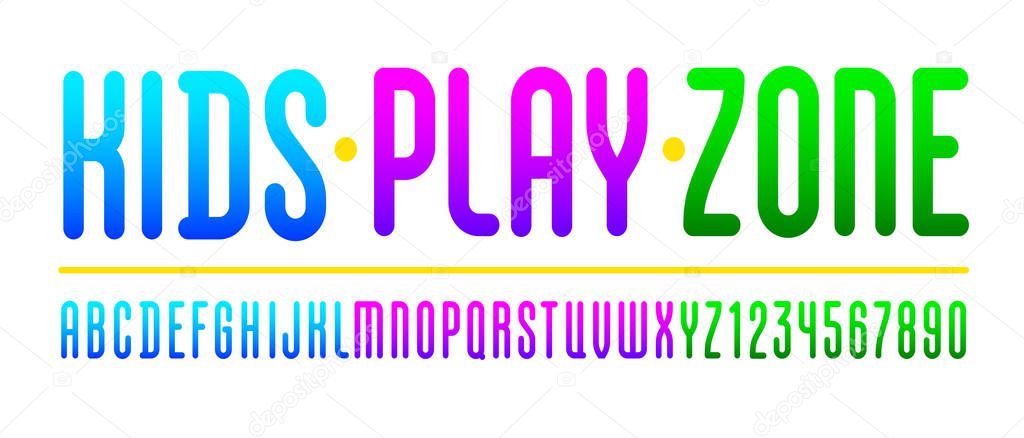 Kids Playful Font Trendy Colorful Alphabet Latin Letters A B C D E F G H I J K L M N O P Q R S T U V W