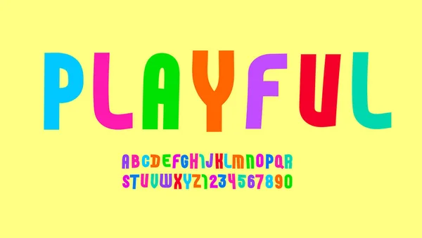 Speels Gekleurd Lettertype Modern Helder Alfabet Trendy Vette Letters Cijfers — Stockvector