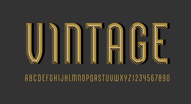 Klasik yüksek yazı tipi, retro alfabe serif olmadan, A 'dan Z' ye harfler ve 0 'dan 9' a kadar numaralar sizin için tasarımlar, vektör illüstrasyonu