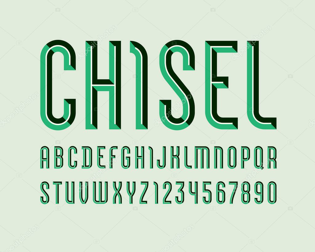 Alphabet From Chiseled Block Green Font Beveled Letters A B C D E F G H I J K L M N O P Q R S T U V W