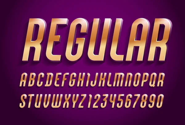 Golden Font Trendy Volume Alfabeto Sans Serif Letras Itálicas Modernas — Vetor de Stock