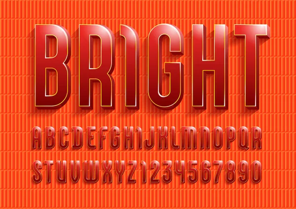 Шрифт Оранжевого Цвета Модный Объем Алфавита Засечек Современные Буквы Цифры — стоковый вектор