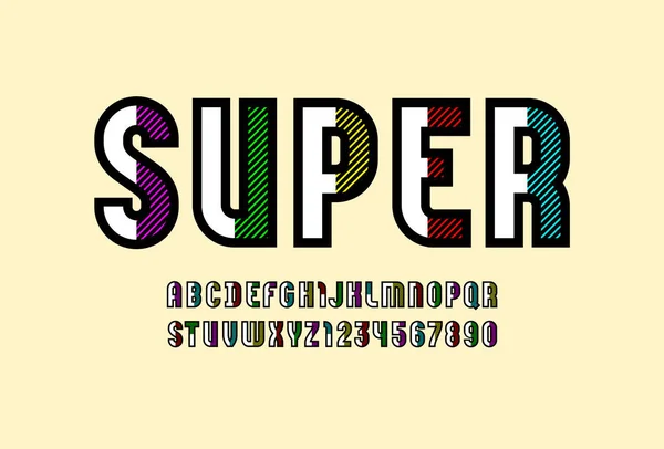 Caratteri Righe Alla Moda Alfabeto Colorato Sans Serif Lettere Latine — Vettoriale Stock