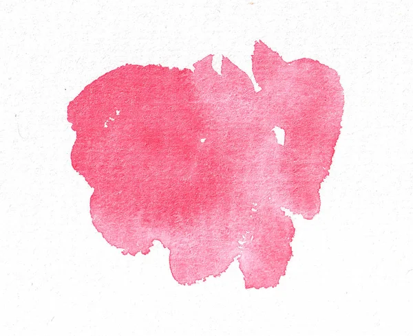 Abstract pink watercolor spot. Valentines day. Color stains. Hand drawn on paper. — Stock Photo, Image