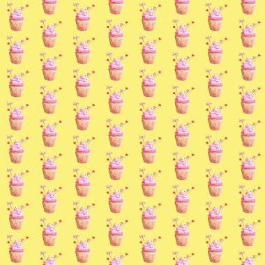 Sevgililer Günü 'nün suluboya resmedilmiş kusursuz deseni..