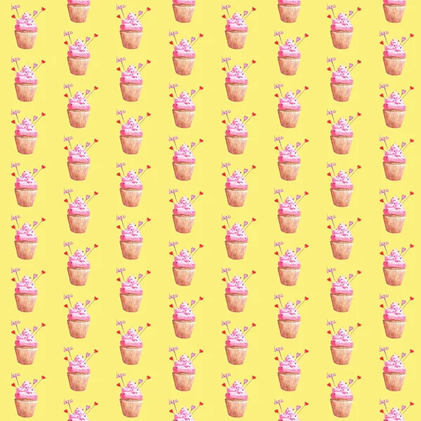 Sevgililer Günü 'nün suluboya resmedilmiş kusursuz deseni..