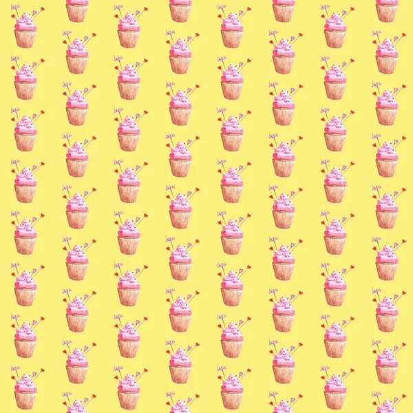 Sevgililer Günü 'nün suluboya resmedilmiş kusursuz deseni..