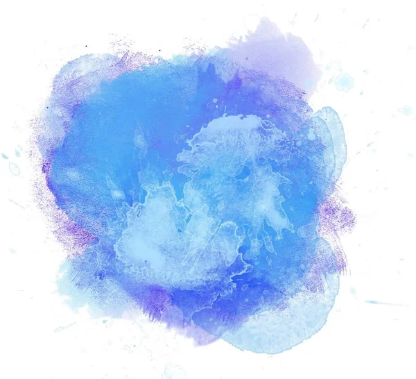 Watercolor blue splash. Abstract cyan blot background. Sea, tropical ocean, lagoon element. Design element. — Stock Photo, Image