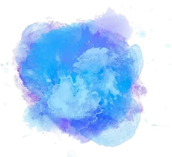 Acuarela salpicadura azul. Antecedentes abstractos de cian blot. Mar, océano tropical, elemento laguna . — Vector de stock