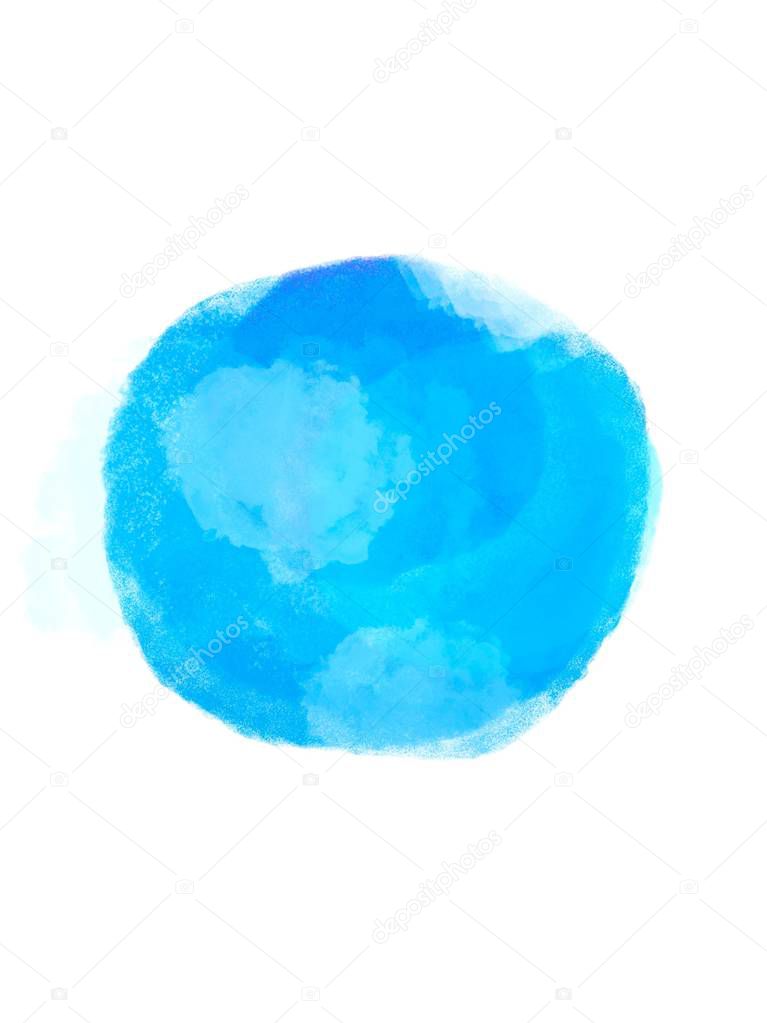 watercolor blue splash. Abstract cyan blot background. Sea, tropical ocean, lagoon element. Design element. 