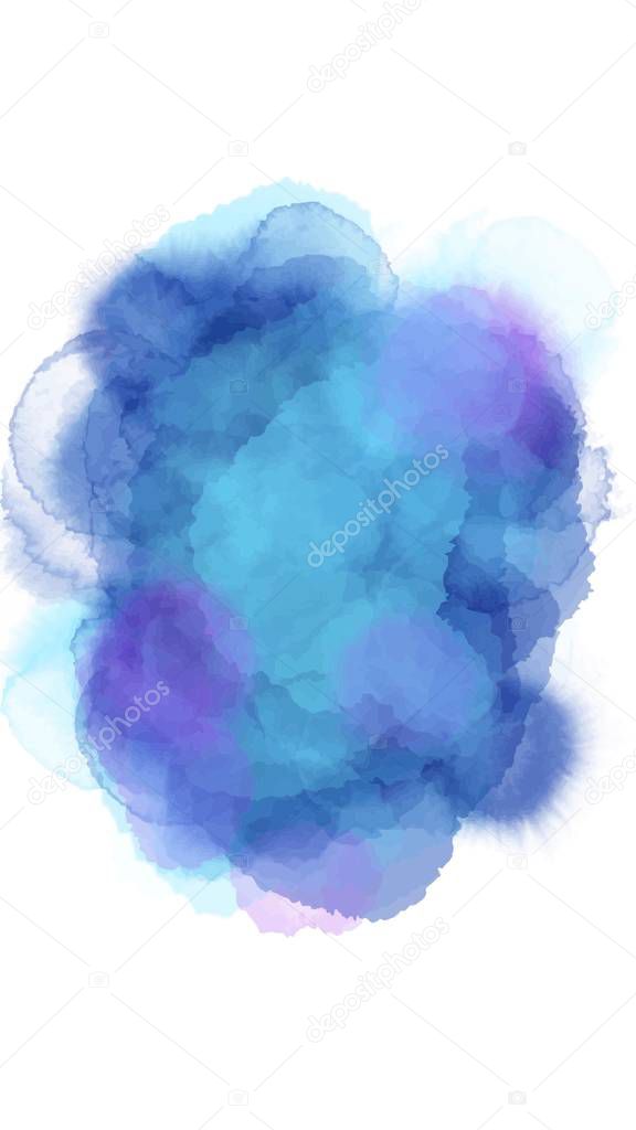 watercolor blue splash. Abstract cyan blot background. Sea, tropical ocean, lagoon element. Design element. 