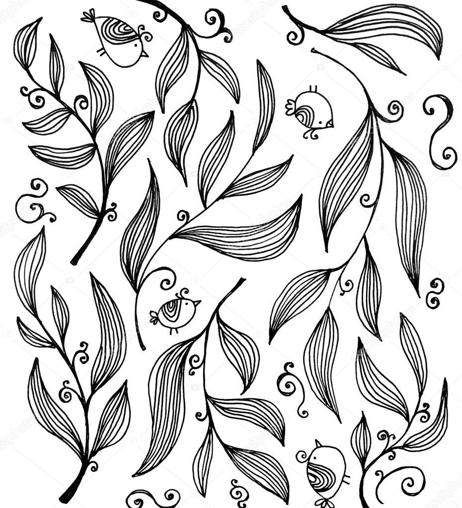 Spring hand drawn doodles poster or design element