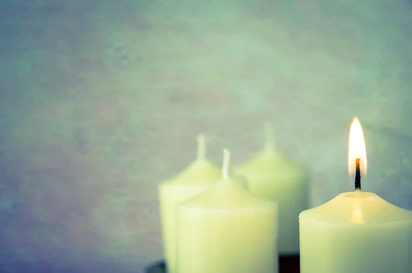 Burning candle in advent decoration — Stock Photo, Image