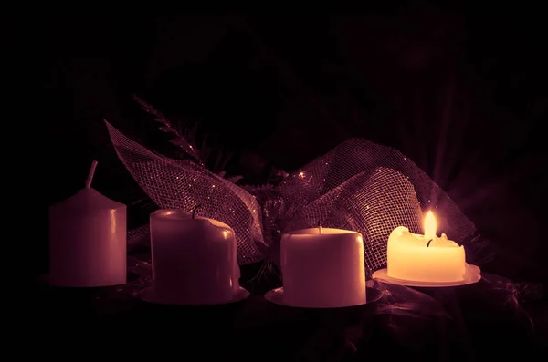 Věnec adventní svíčky — Stock fotografie
