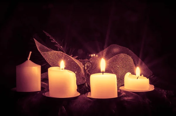 Grinalda de velas de advento — Fotografia de Stock