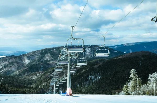 Cableway in winter time — Stock Photo, Image