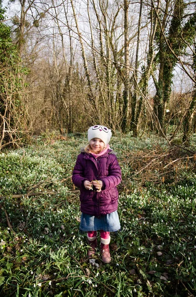 Menina no prado da primavera — Fotografia de Stock