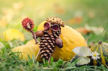 şirin yaratıcı çam koni dekorasyon