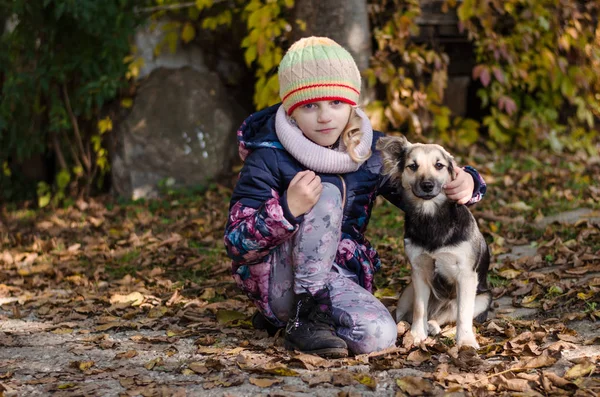 Criança com cão — Fotografia de Stock