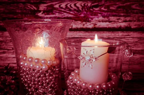 Burning festive candles — Stock Photo, Image