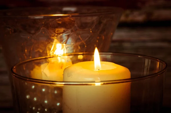 Merry Christmas burning candles — Stock Photo, Image