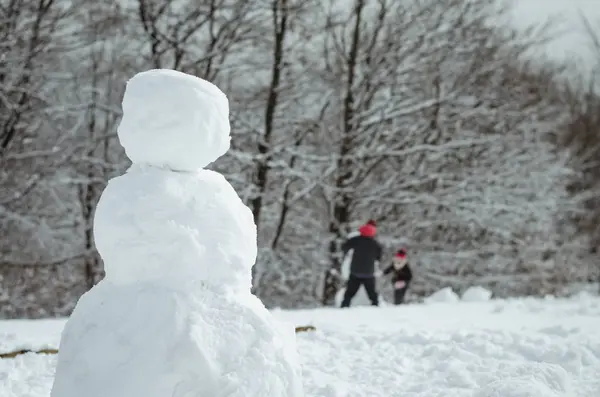 冬天森林里的大雪人 — 图库照片