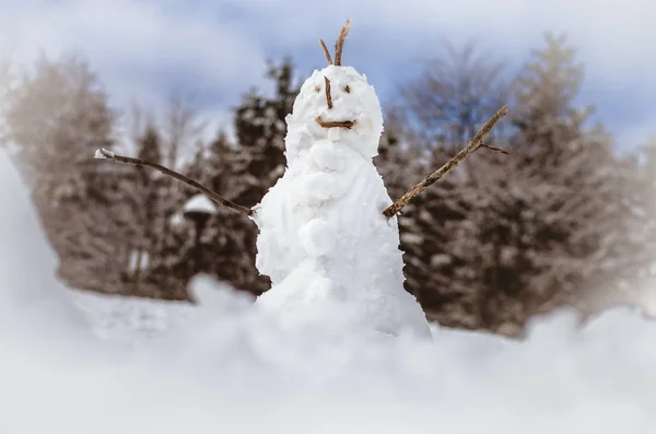 愉快的可爱的微笑的雪人 — 图库照片