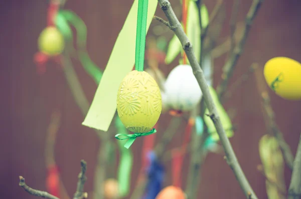 Huevos Pascua Decoración Pastel Tono Mate — Foto de Stock