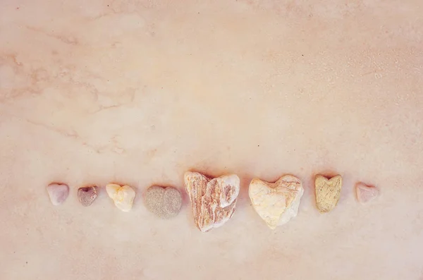 Heart pebbles decoration pastel tone — Stock Photo, Image