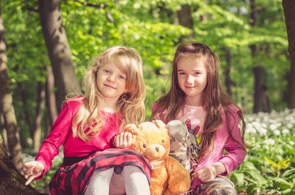 Zwei schöne Mädchen blond und brünett — Stockfoto