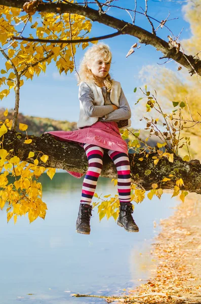 Sitter i trädgrenen och mediterar — Stockfoto