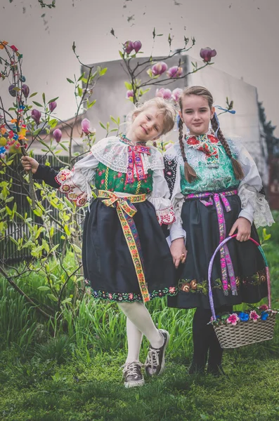 Easter traditional folk costume in region of Slovakia — Zdjęcie stockowe