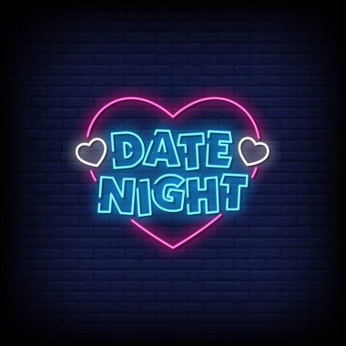 Tarih Gecesi Mektup Efekti Neon. Light Banner, Poster. Vektör  