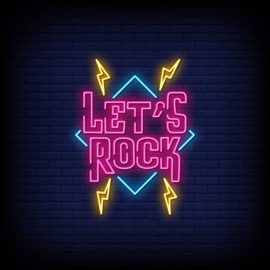  Hadi Rock Harfi Metin Efekti Neon. Light Banner, Poster. Vektör  
