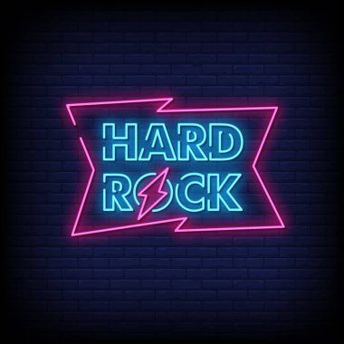 Hard Rock Harfleme Metin Efekti Neon. Light Banner, Poster. Vektör  