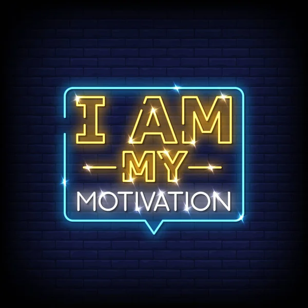 Sou Minha Motivação Lettering Text Effect Neon Bandeira Luz Cartaz — Vetor de Stock