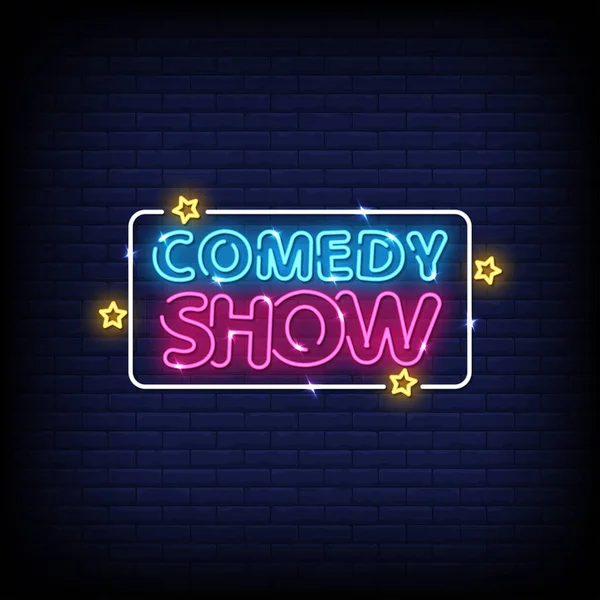 Comedy Show Schriftzug Texteffekt Neon Lichtbanner Plakat Vektor — Stockvektor